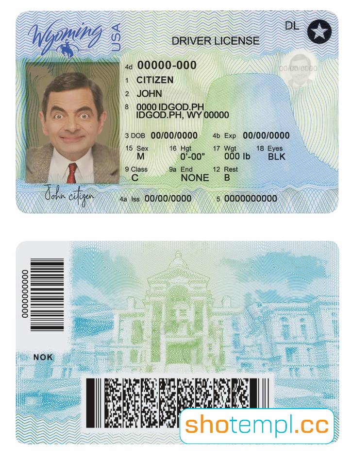 Wyoming Driver License PSD Template V2